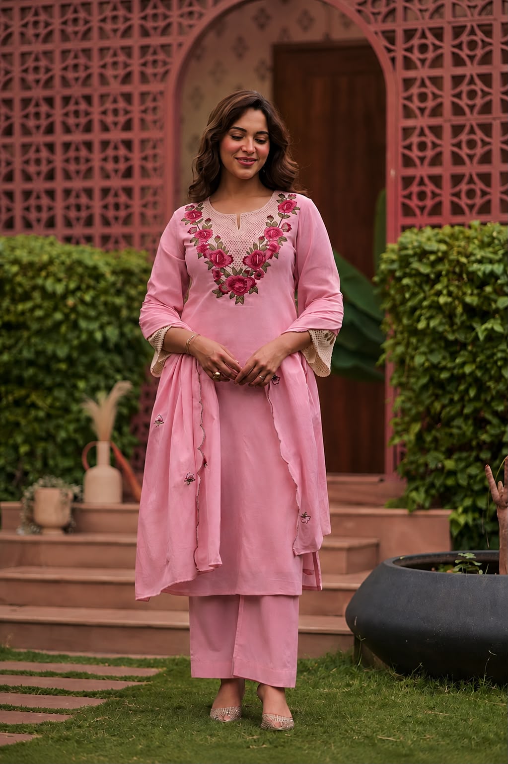 Premium Floral Embroidered 3 Piece Salwar Suit Set for Women