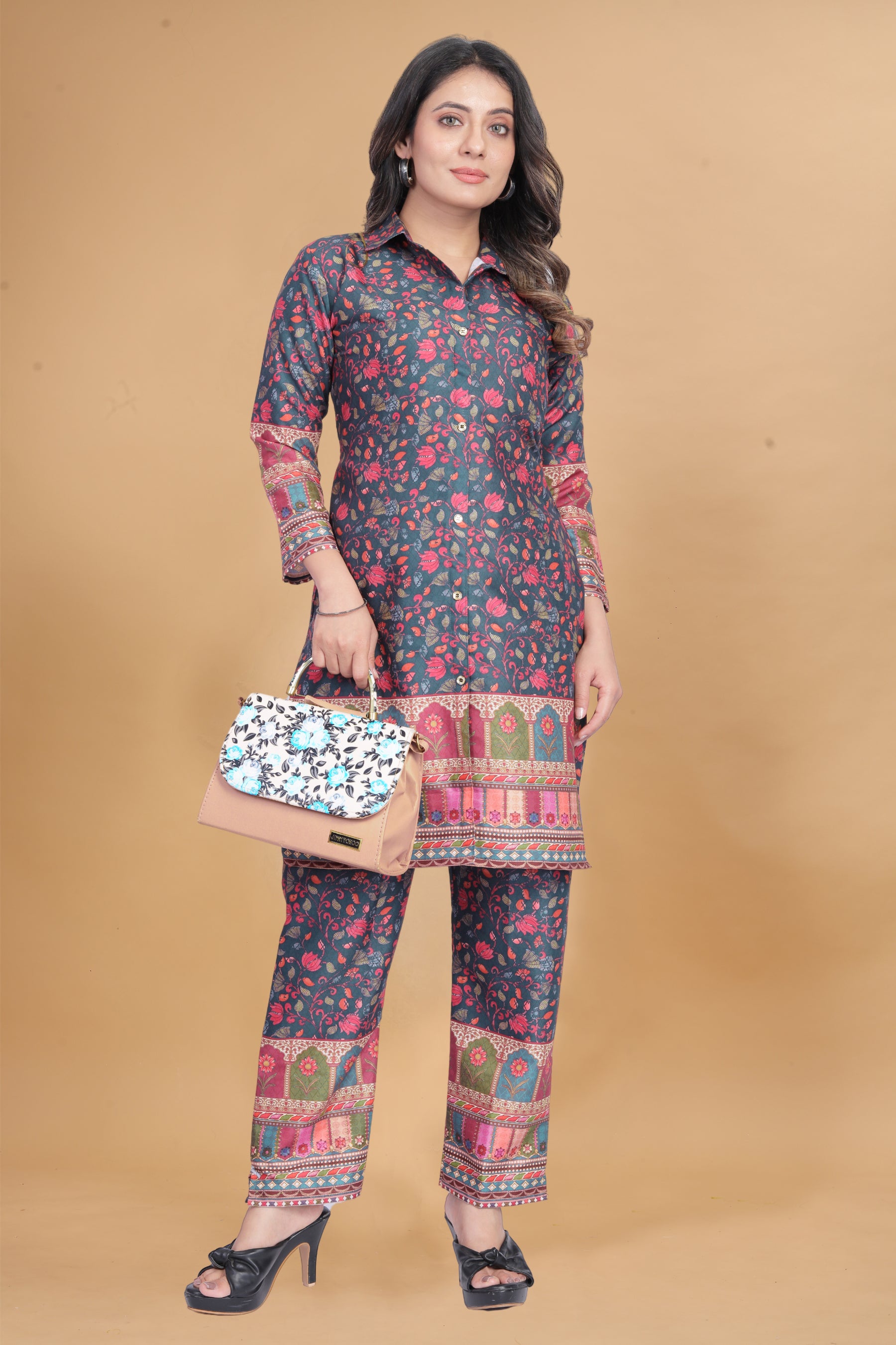 ILARAA Women's Floral Printed Cotton Rayon Co-Ord Set | Premium 2 Piece Top & Pant Set | Casual & Office Wear