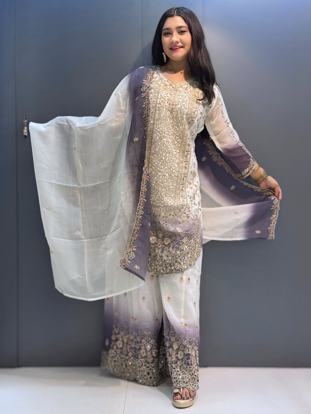 Designer Heavy Embroidered Pakistani Suit Set | 3 Piece Salwar Suit