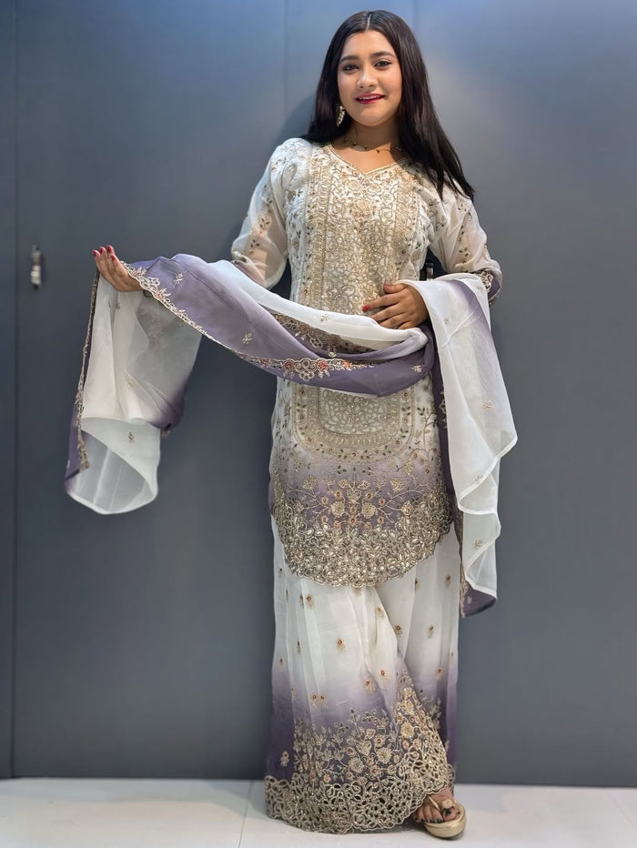 Designer Heavy Embroidered Pakistani Suit Set | 3 Piece Salwar Suit