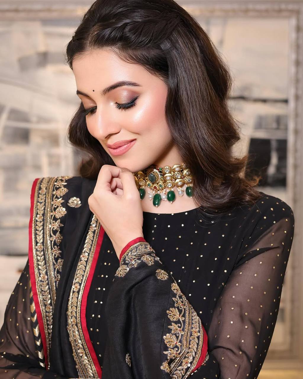 Premium Black Anarkali Suit Set with Embroidered Border & Dupatta | 3 Piece Ethnic Wear