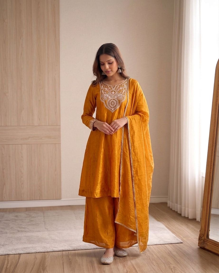 Women’s Heavy Embroidered 3 Piece Suit Set with Dupatta