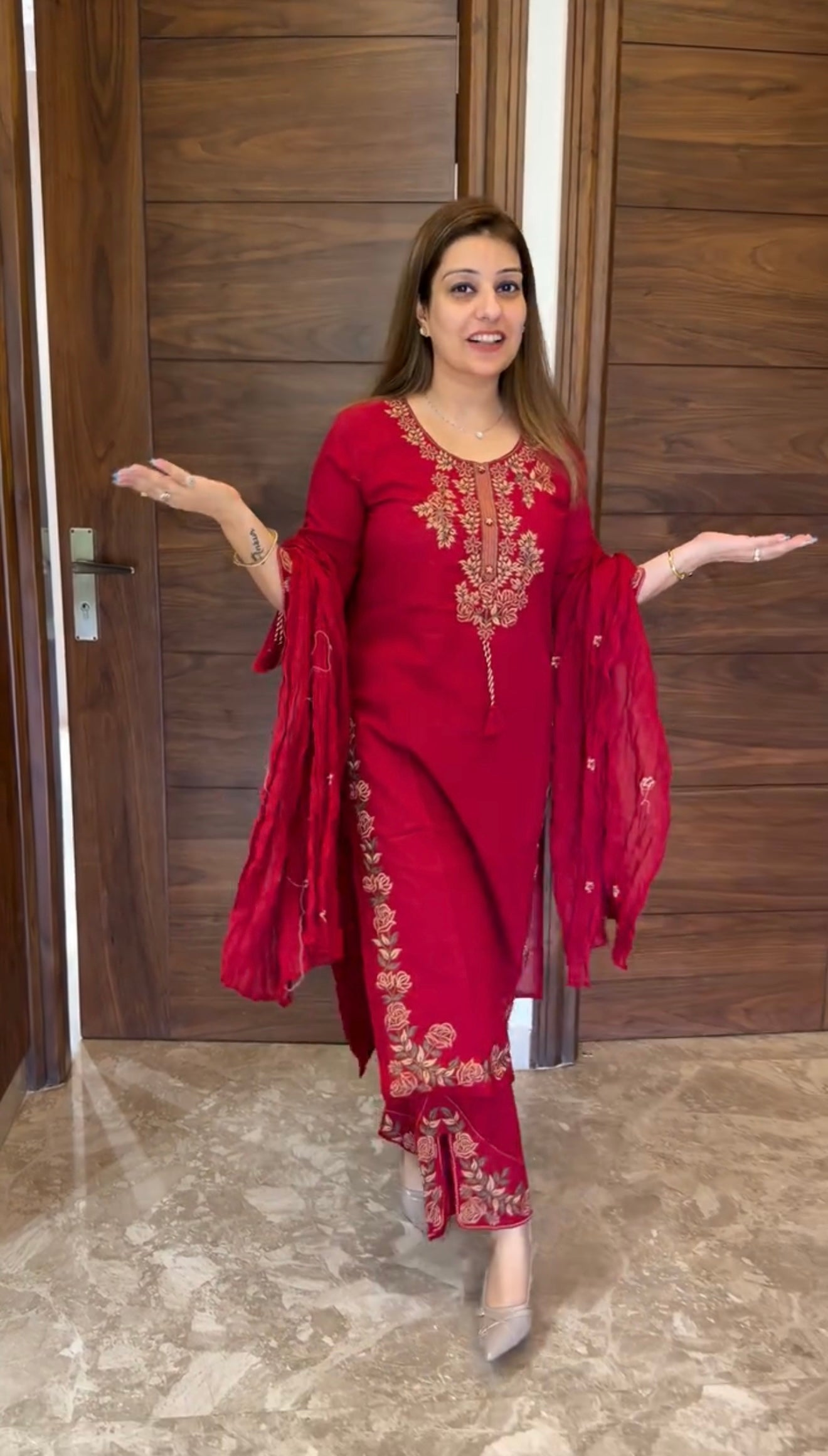 Premium Embroidered Straight Kurta Pant Set with Dupatta | 3-Piece Ethnic Suit