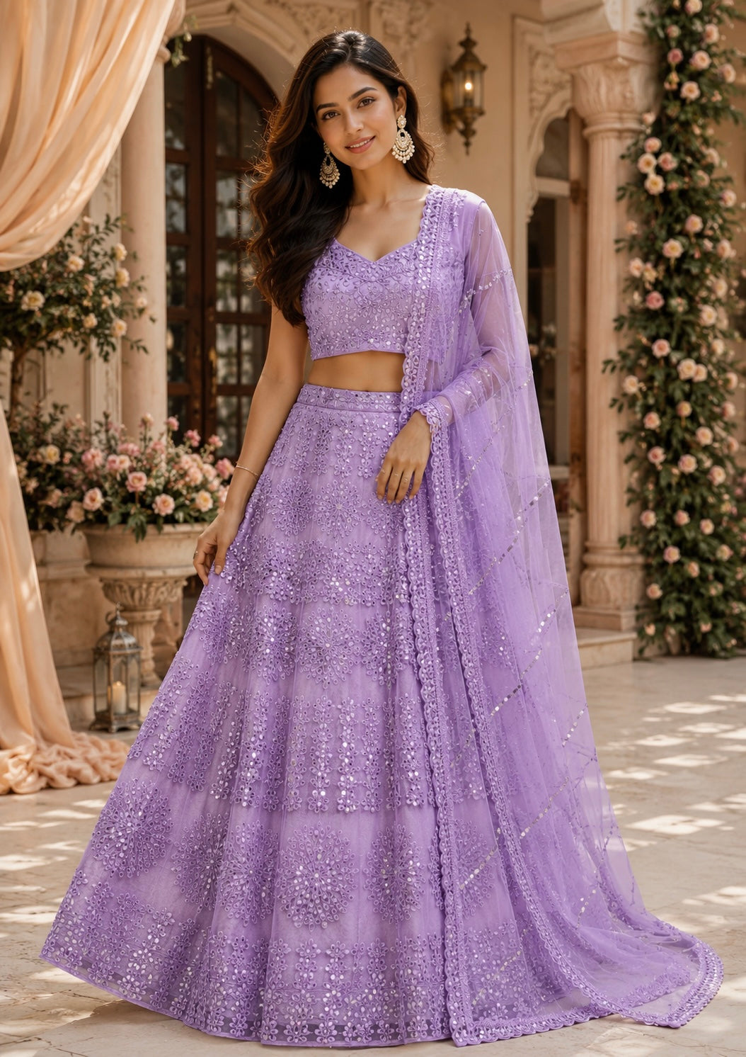 Premium Embroidered Net Lehenga Choli Set with Dupatta | Party & Wedding Wear