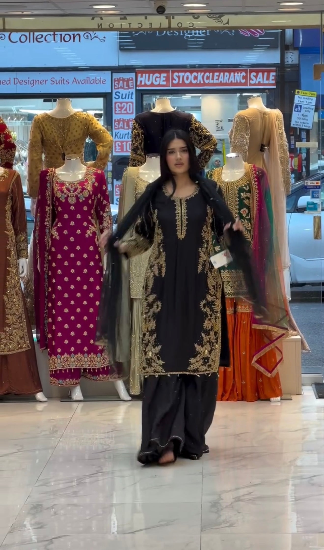 Luxury Brown Embroidered Pakistani Salwar Kameez Suit with Organza Dupatta for Women