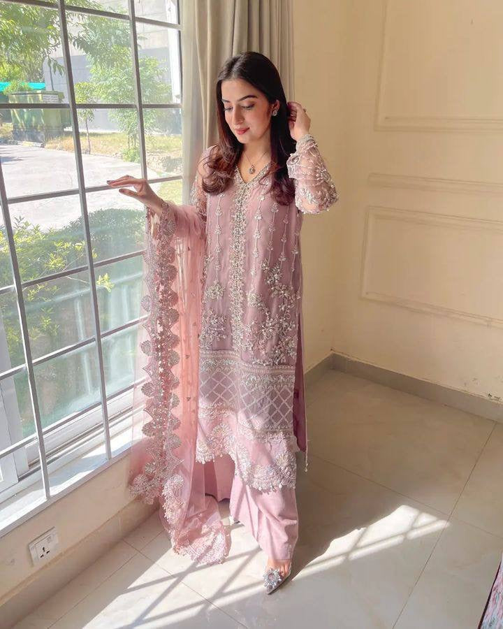 Luxury Embroidered Pakistani 3-Piece Suit with Sheer Dupatta
