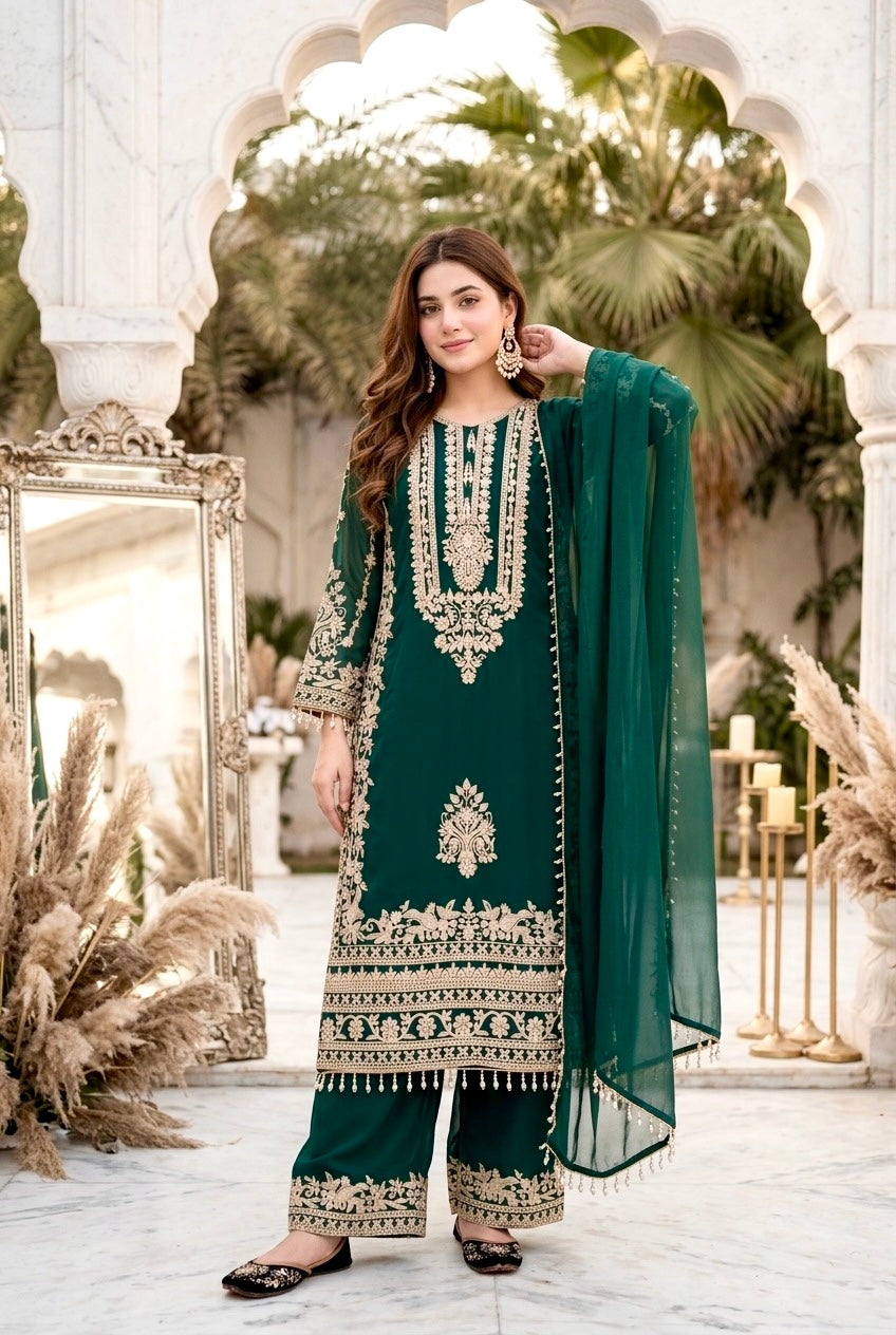 Elegant Embroidered 3 Piece Pakistani Suit – Premium Festive Collection