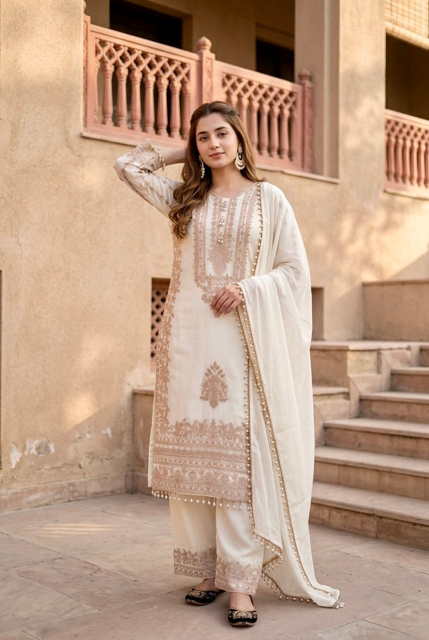 Elegant Embroidered 3 Piece Pakistani Suit – Premium Festive Collection