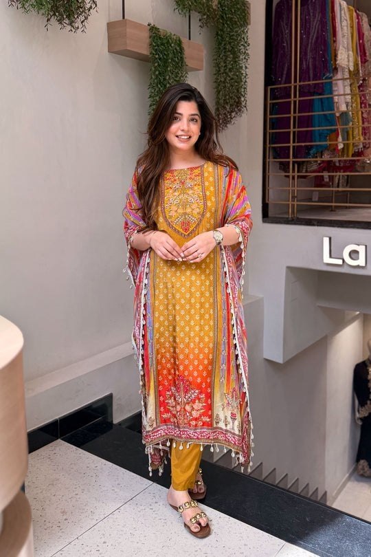 Designer Printed 3 Piece Pakistani Suit Set with Dupatta | Ethnic Salwar Suit