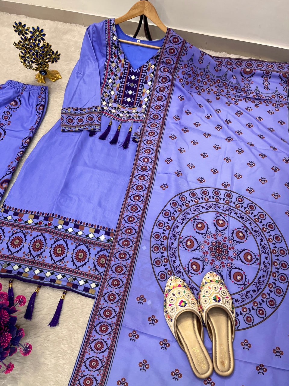 Women’s Printed Kurta Palazzo Dupatta Set | Ethnic 3 Piece Suit