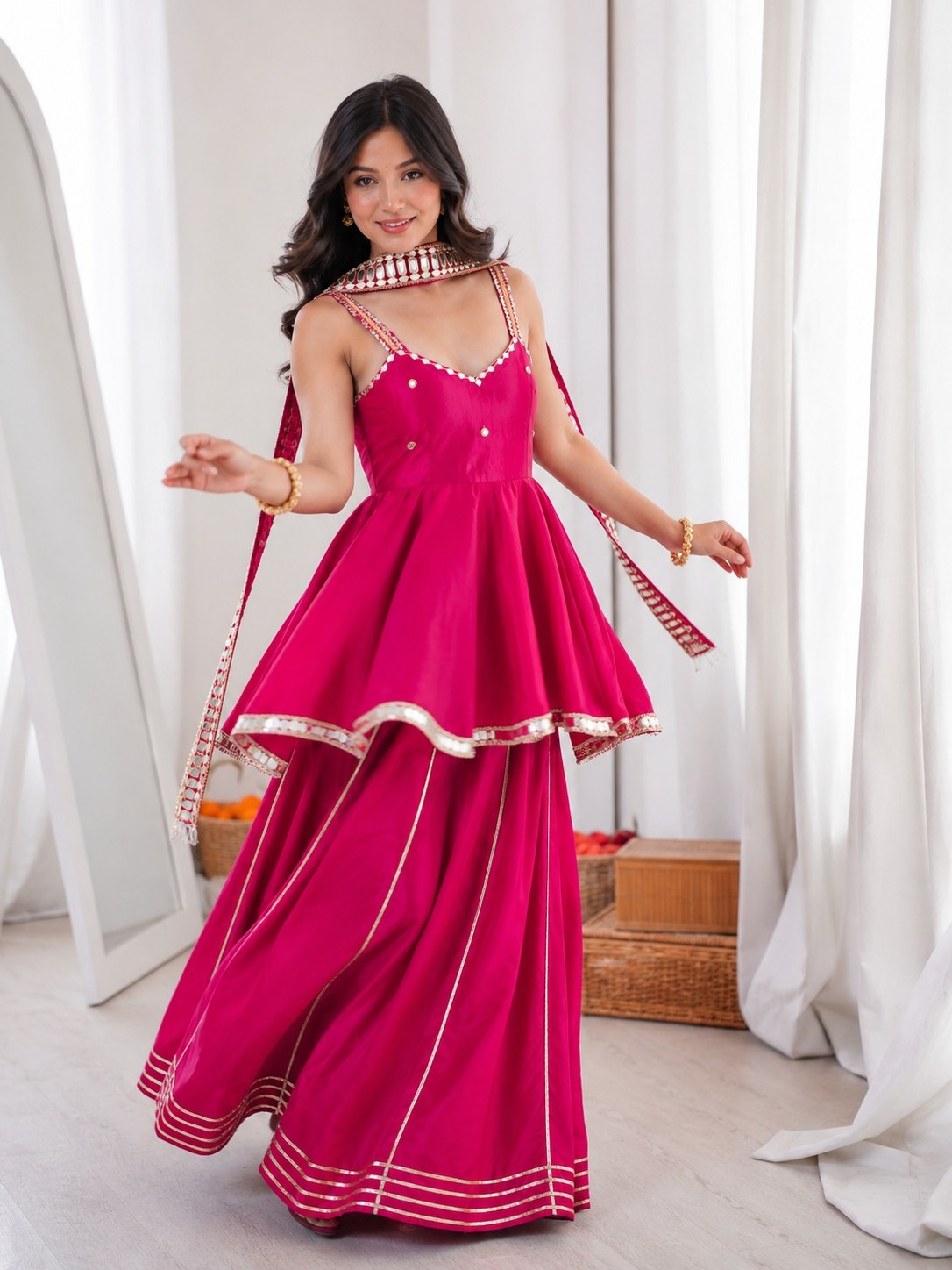 Premium Designer Peplum Sharara Suit Set | 3 Piece Festive Wear