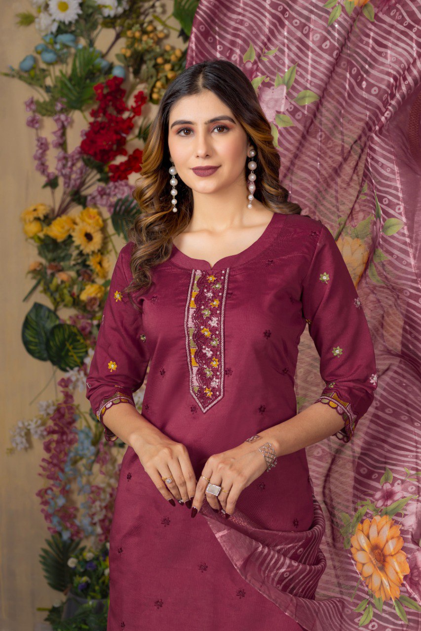 Women's Mustard Yellow Embroidered Kurta Set with Floral Printed Dupatta | Ethnic Wear for Festive & Casual Occasion