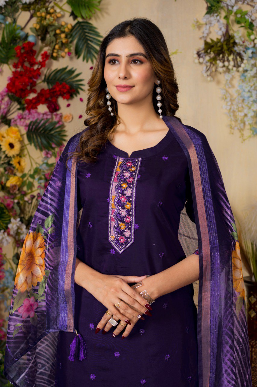 Women's Mustard Yellow Embroidered Kurta Set with Floral Printed Dupatta | Ethnic Wear for Festive & Casual Occasion