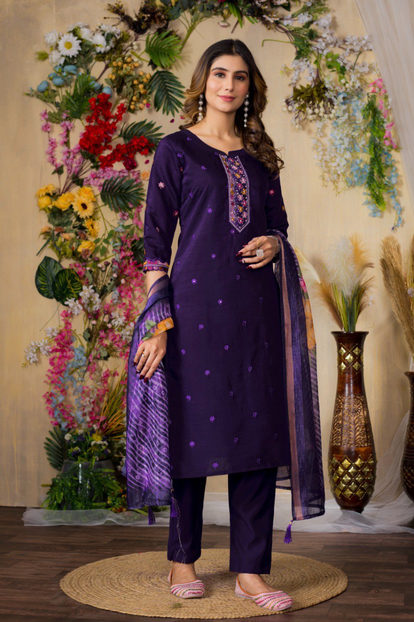 Women's Mustard Yellow Embroidered Kurta Set with Floral Printed Dupatta | Ethnic Wear for Festive & Casual Occasion