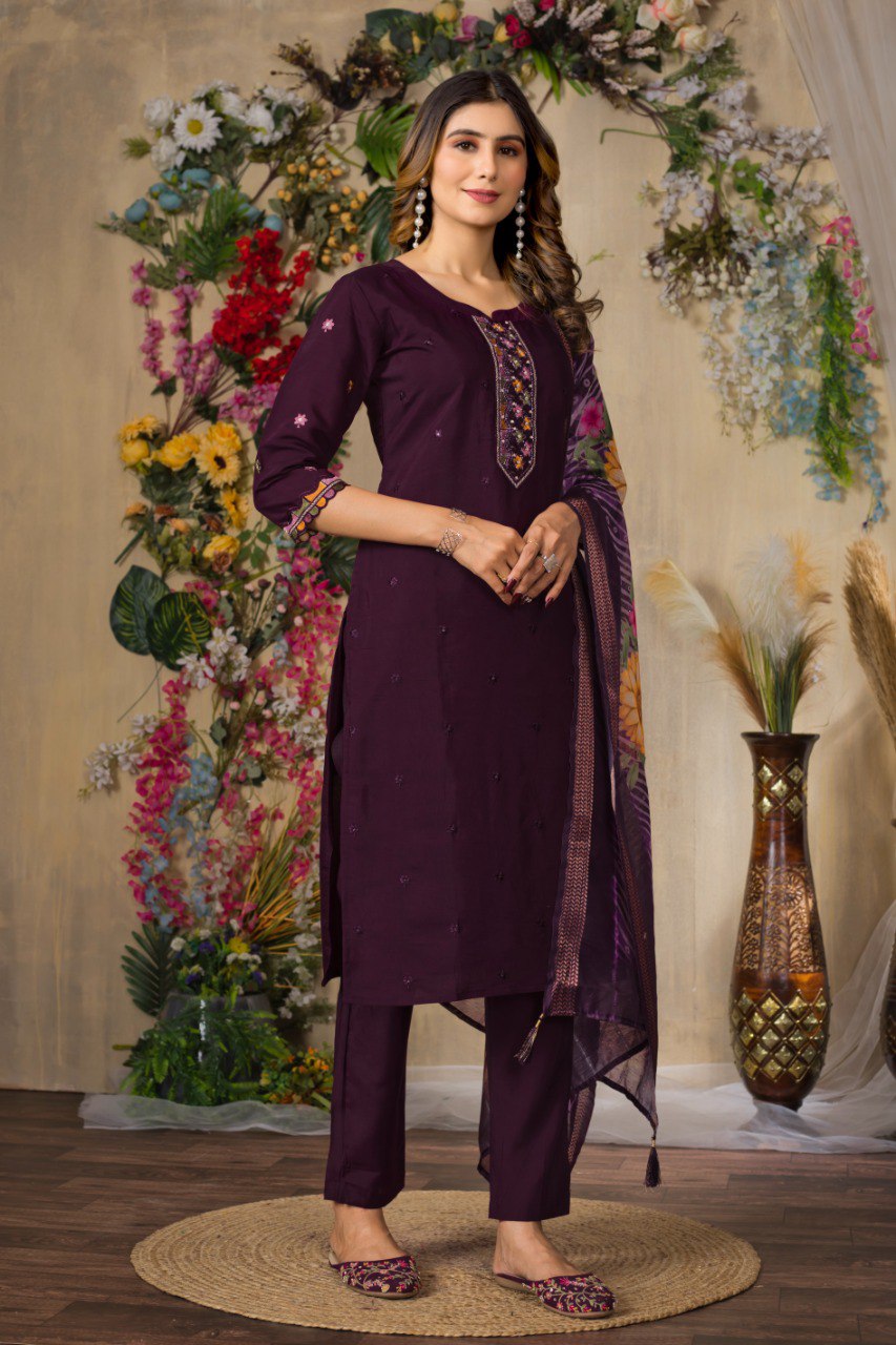 Women's Mustard Yellow Embroidered Kurta Set with Floral Printed Dupatta | Ethnic Wear for Festive & Casual Occasion