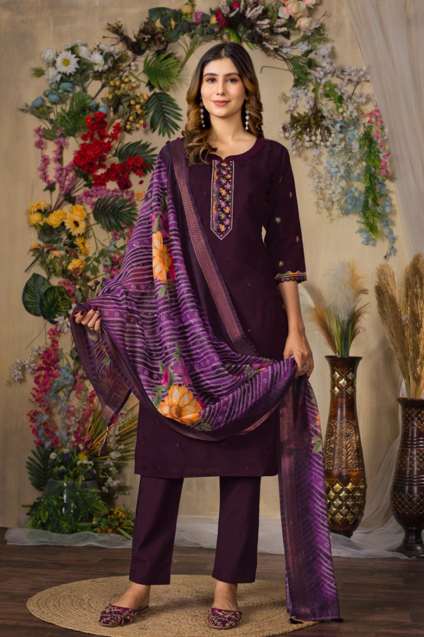 Women's Mustard Yellow Embroidered Kurta Set with Floral Printed Dupatta | Ethnic Wear for Festive & Casual Occasion