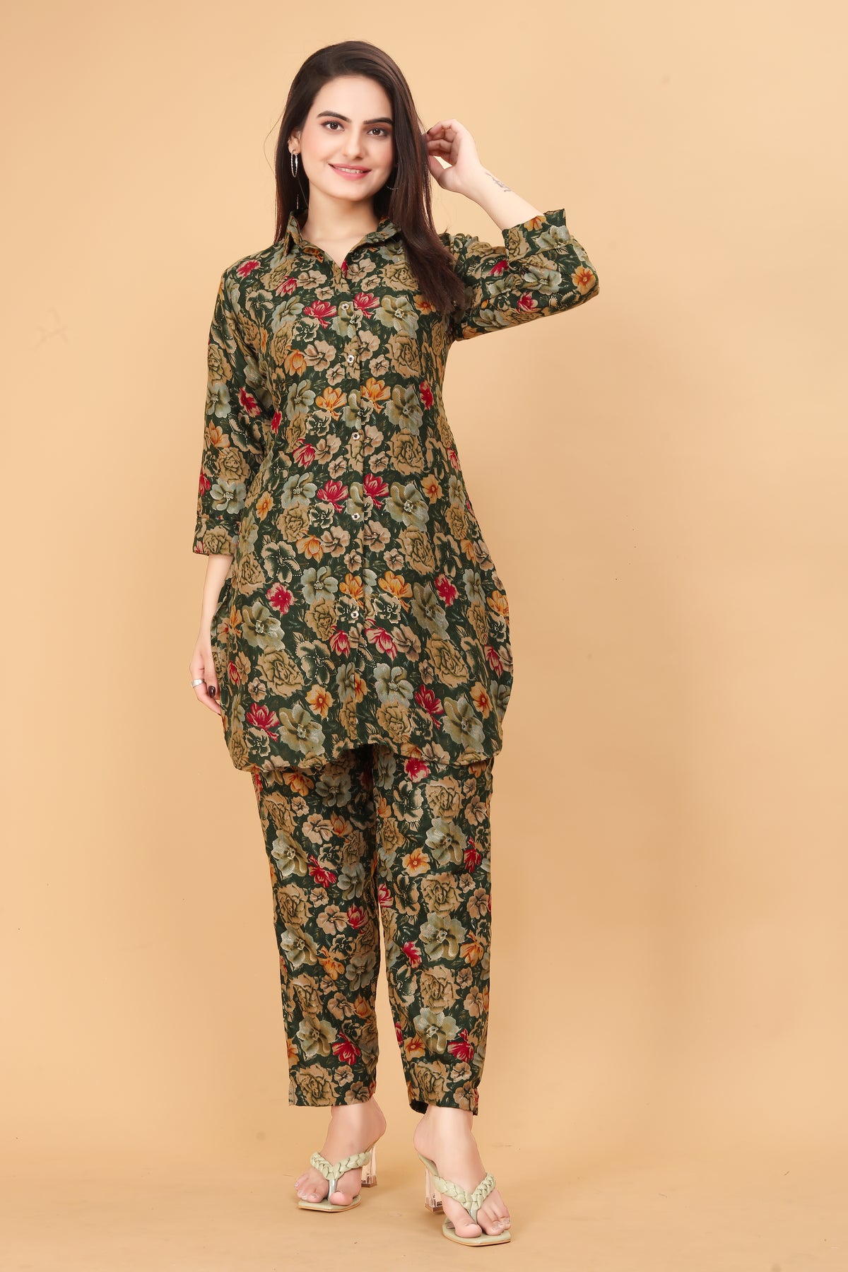 ILARAA Women's Floral Printed Rayon Co-Ord Set | Premium 100% Rayon | 2 Piece Top & Pant Set