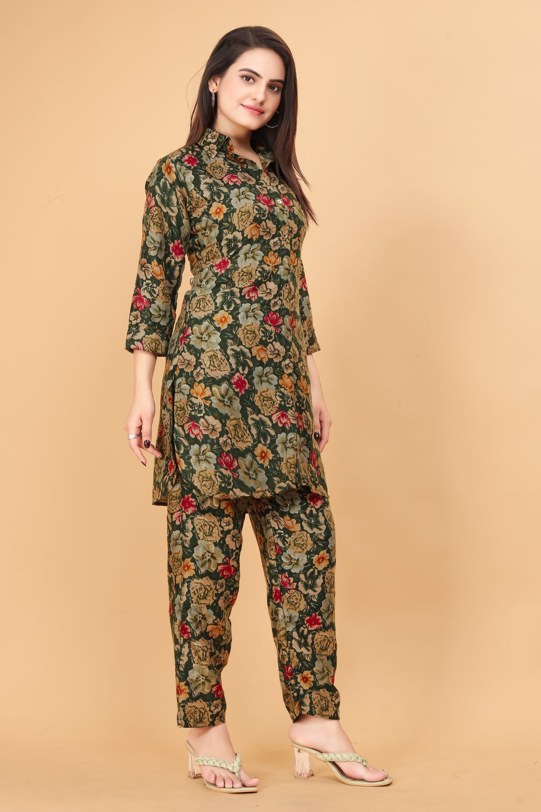ILARAA Women's Floral Printed Rayon Co-Ord Set | Premium 100% Rayon | 2 Piece Top & Pant Set