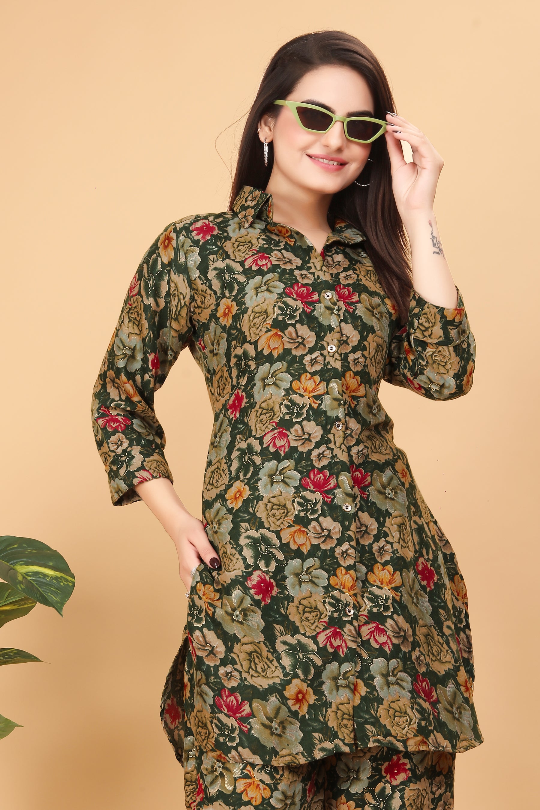 ILARAA Women's Floral Printed Rayon Co-Ord Set | Premium 100% Rayon | 2 Piece Top & Pant Set