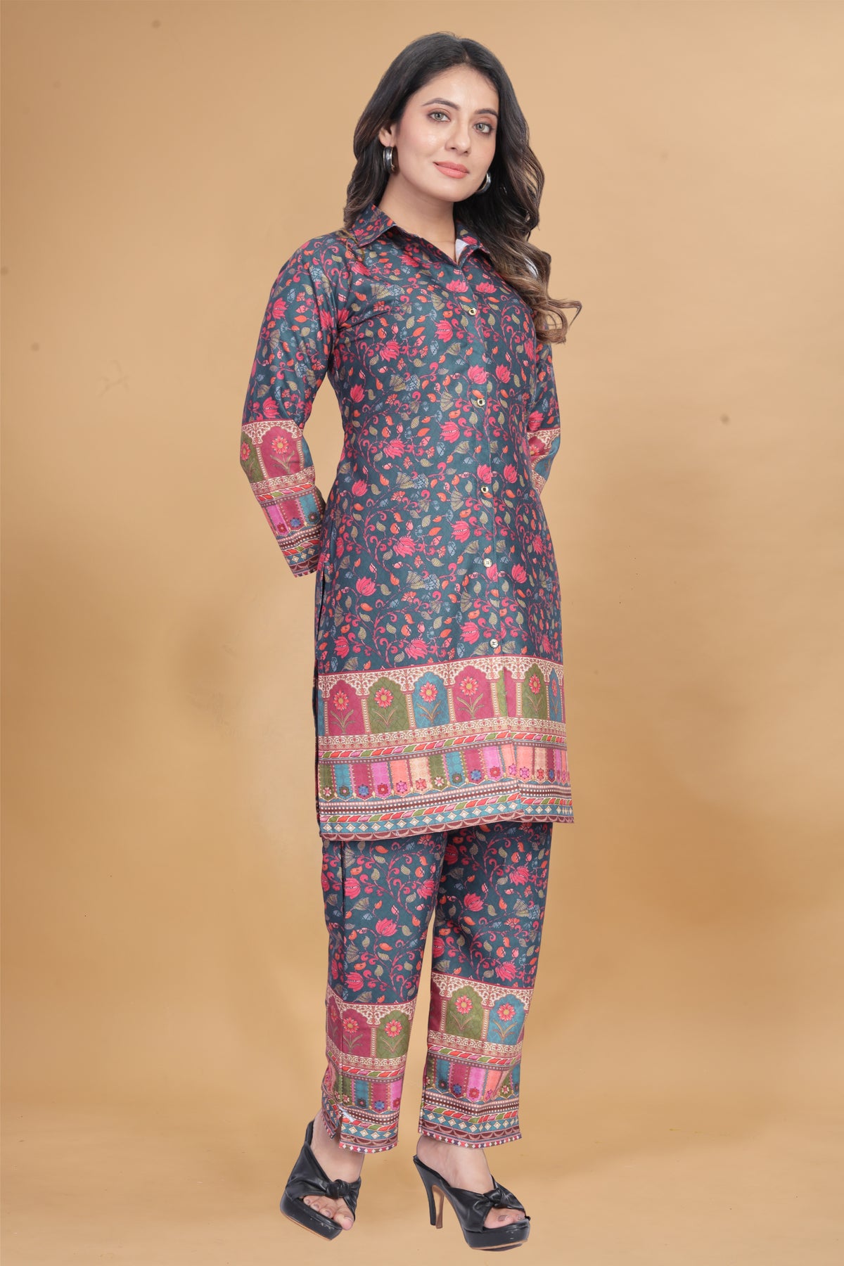 ILARAA Women's Floral Printed Cotton Rayon Co-Ord Set | Premium 2 Piece Top & Pant Set | Casual & Office Wear