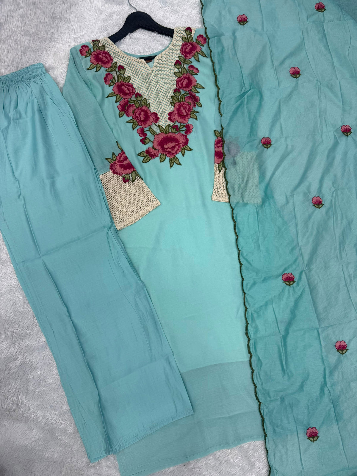 Premium Floral Embroidered 3 Piece Salwar Suit Set for Women