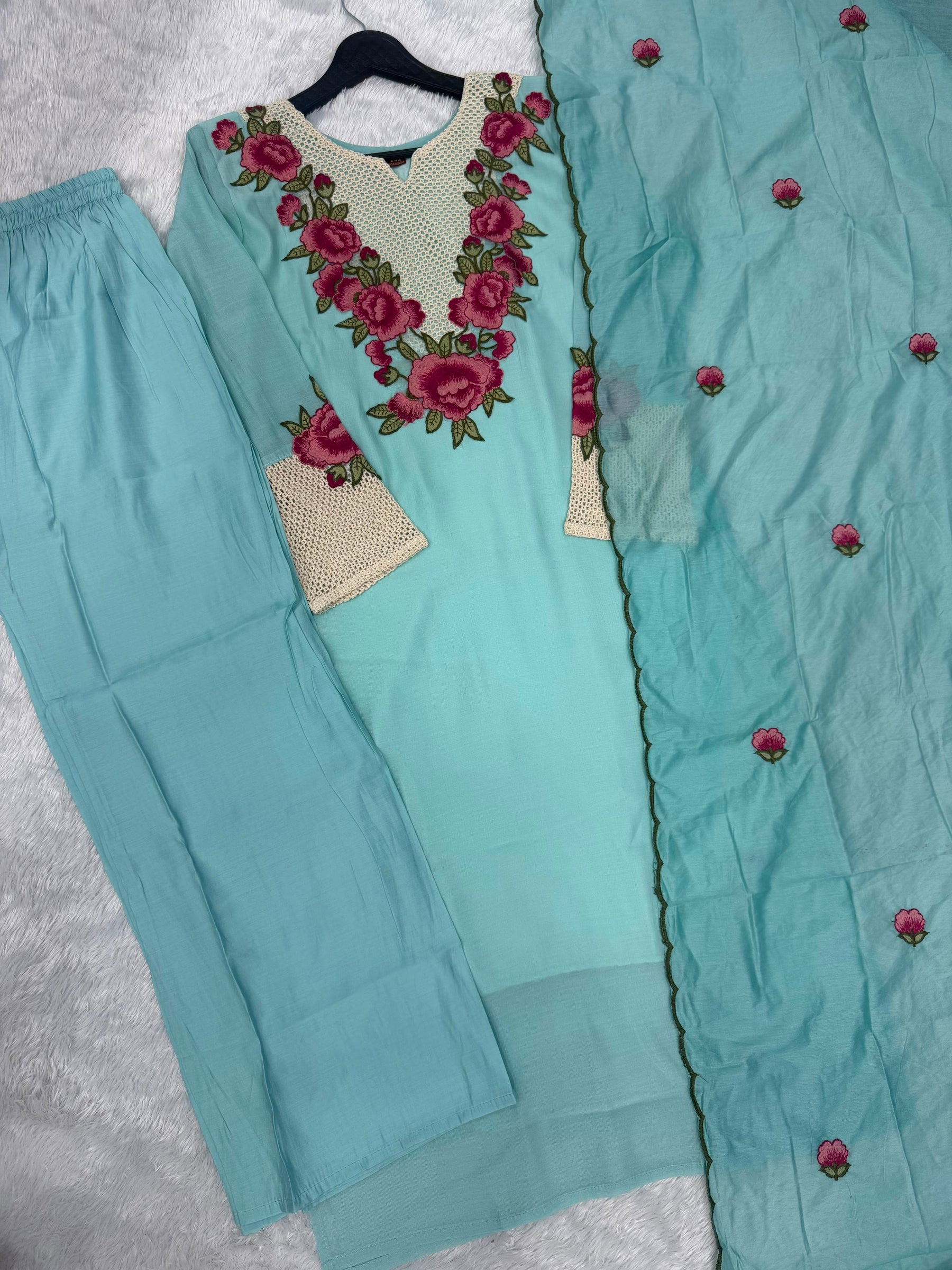 Premium Floral Embroidered 3 Piece Salwar Suit Set for Women