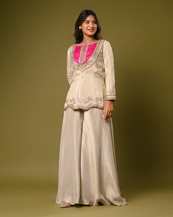 Elegant Dark Green Embroidered Anarkali Gown with Pleated Flare