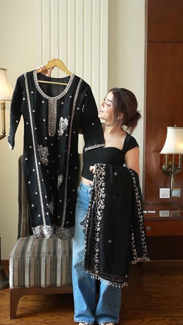 Designer Embroidered Sharara Suit Set with Dupatta | Festive Ethnic Wear