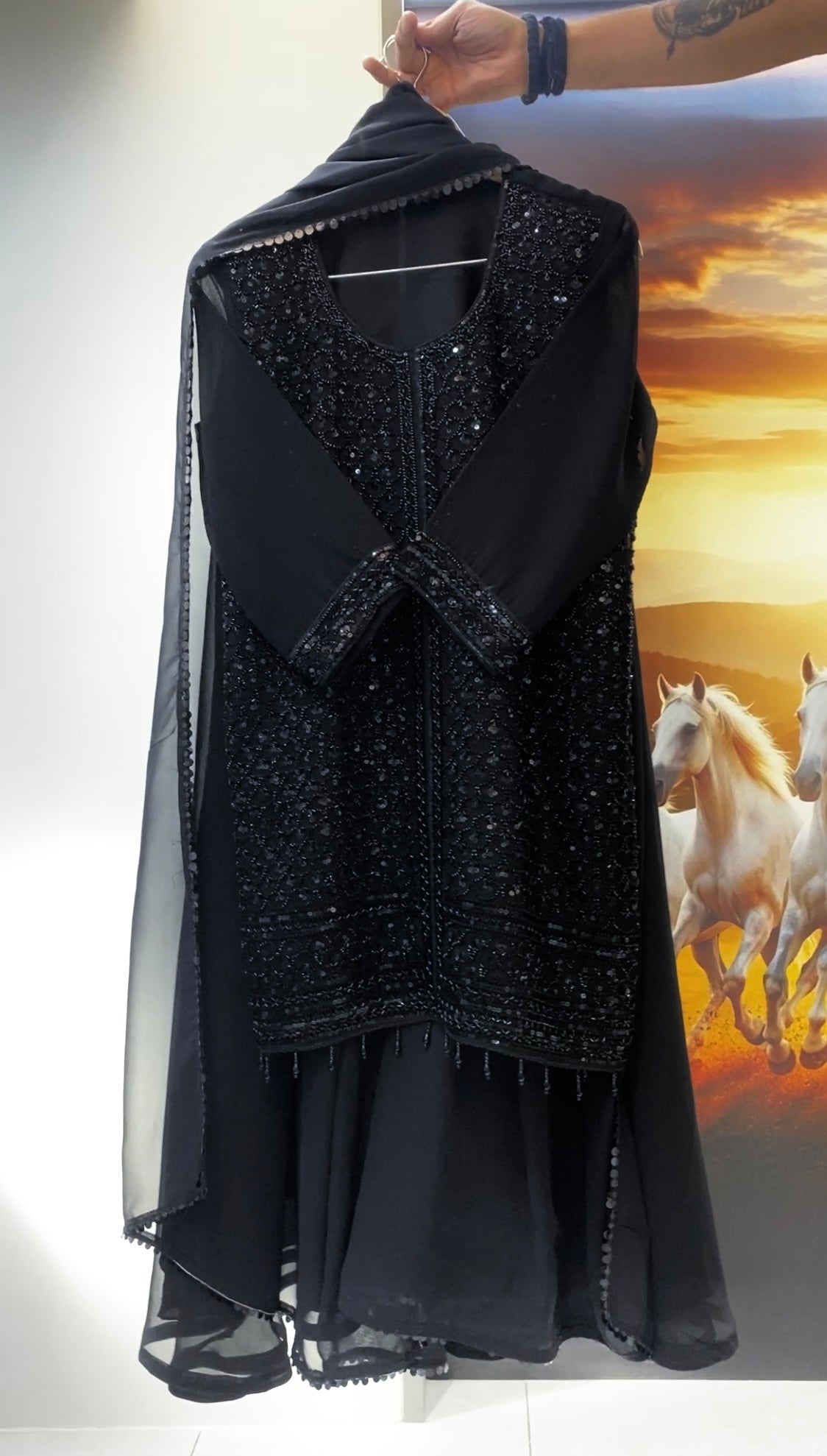Black Sequin Embroidered Anarkali Suit Set with Dupatta | Designer Ethnic Wear