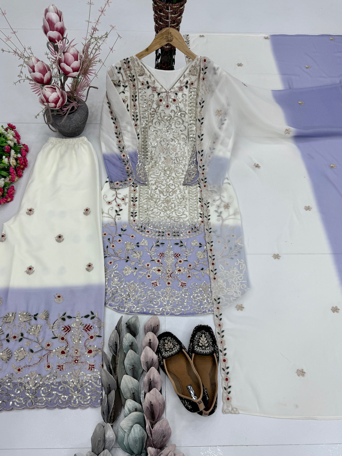 Designer Heavy Embroidered Pakistani Suit Set | 3 Piece Salwar Suit