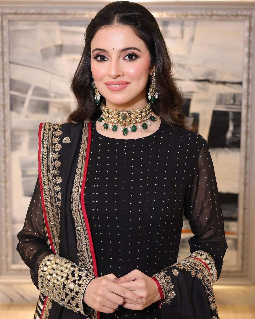 Premium Black Anarkali Suit Set with Embroidered Border & Dupatta | 3 Piece Ethnic Wear