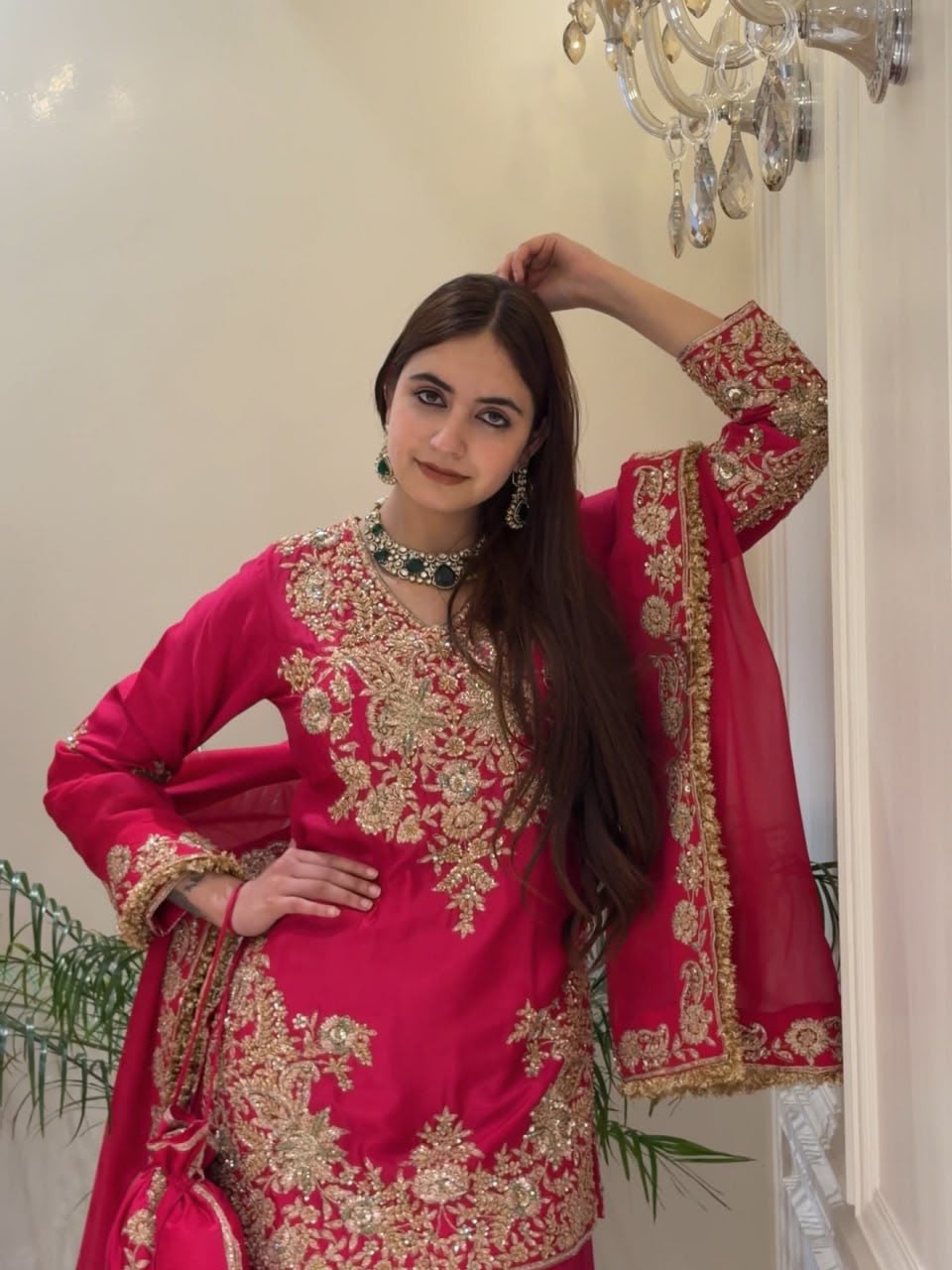 Designer Heavy Embroidery Anarkali Sharara Set With Dupatta | Festive & Wedding Wear