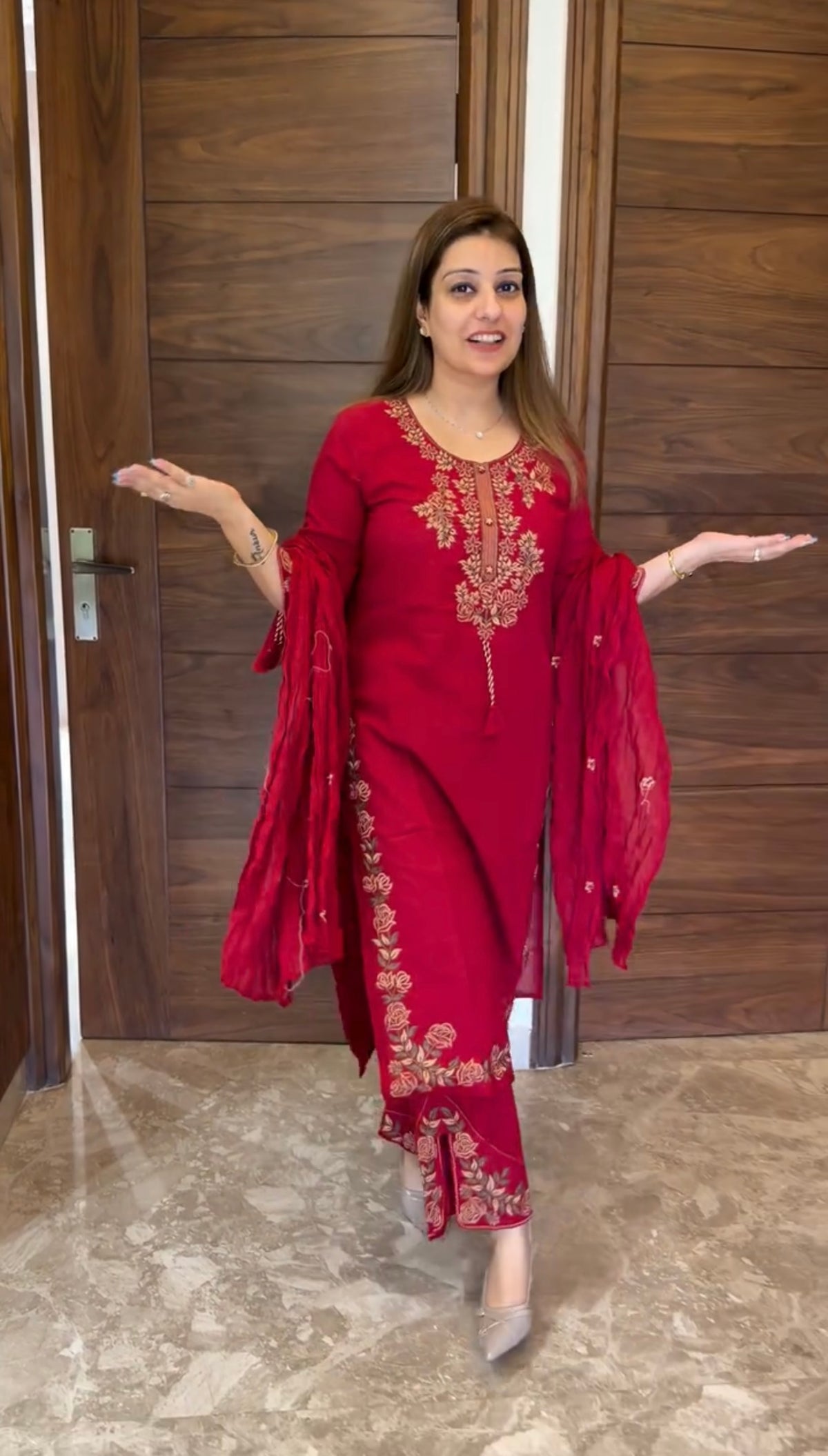 Designer Embroidered Kurta Sharara With Dupatta Set For Women | Festive Ethnic Wear