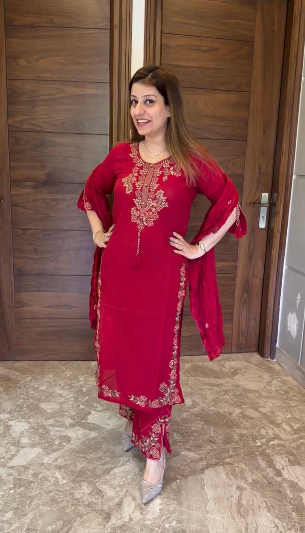 Premium Embroidered Straight Kurta Pant Set with Dupatta | 3-Piece Ethnic Suit