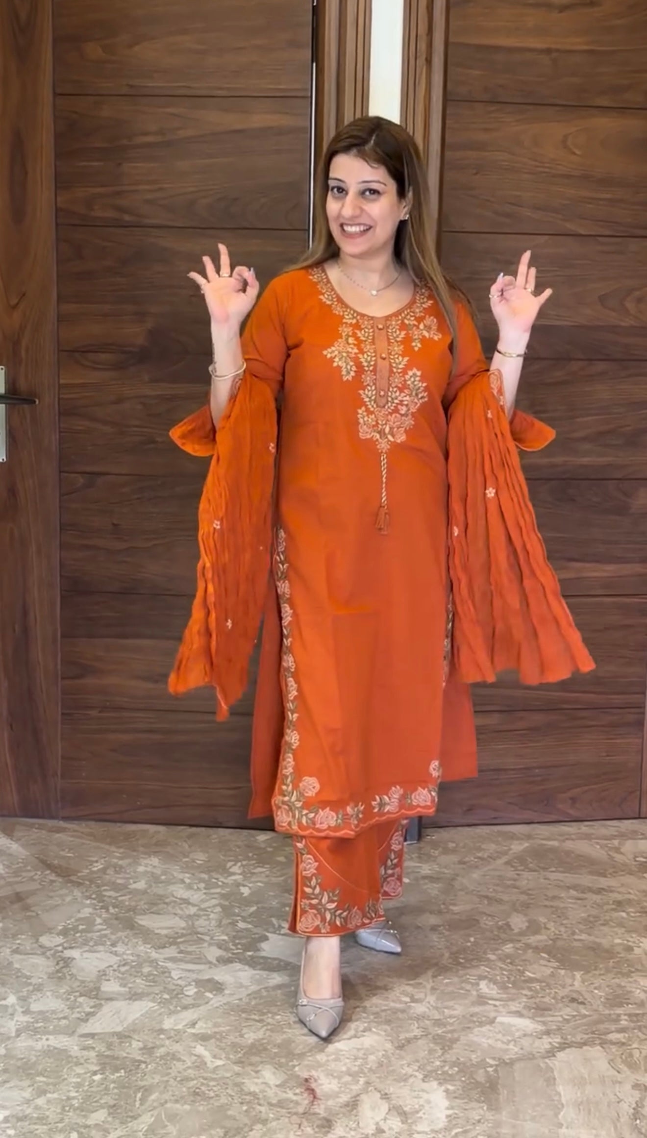 Premium Embroidered Straight Kurta Pant Set with Dupatta | 3-Piece Ethnic Suit