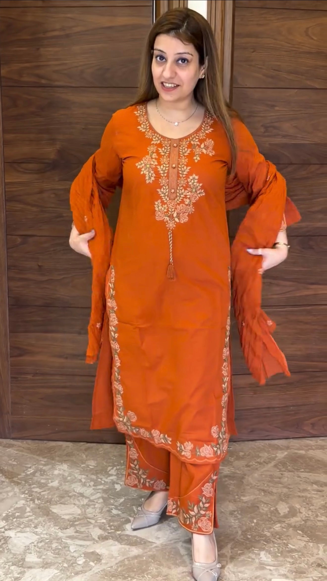 Premium Embroidered Straight Kurta Pant Set with Dupatta | 3-Piece Ethnic Suit