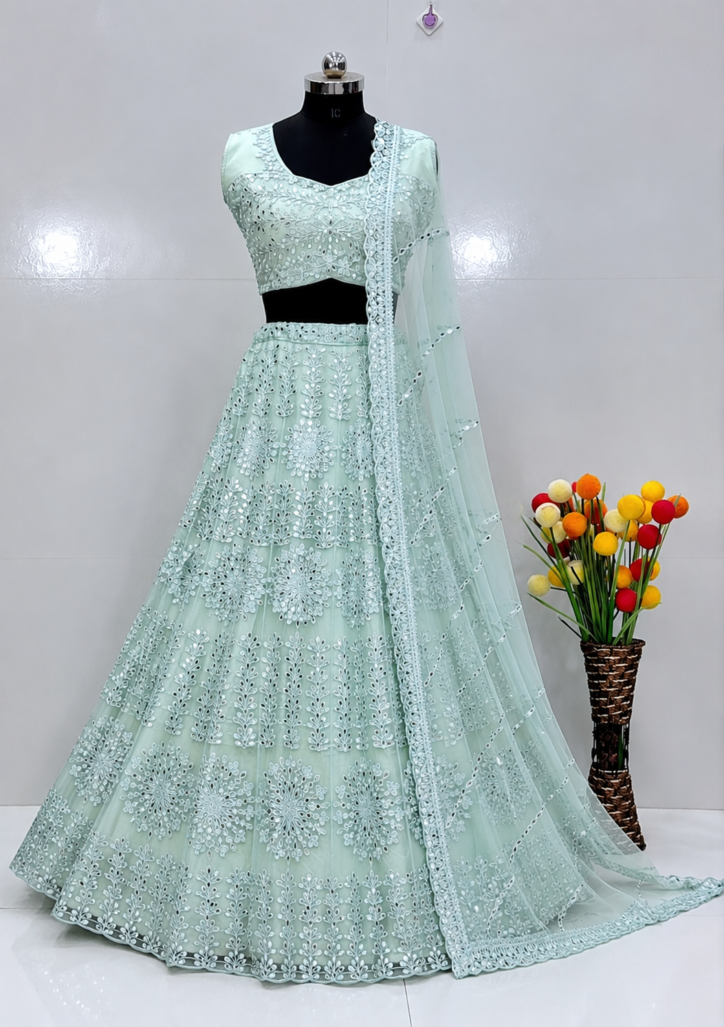 Premium Embroidered Net Lehenga Choli Set with Dupatta | Party & Wedding Wear