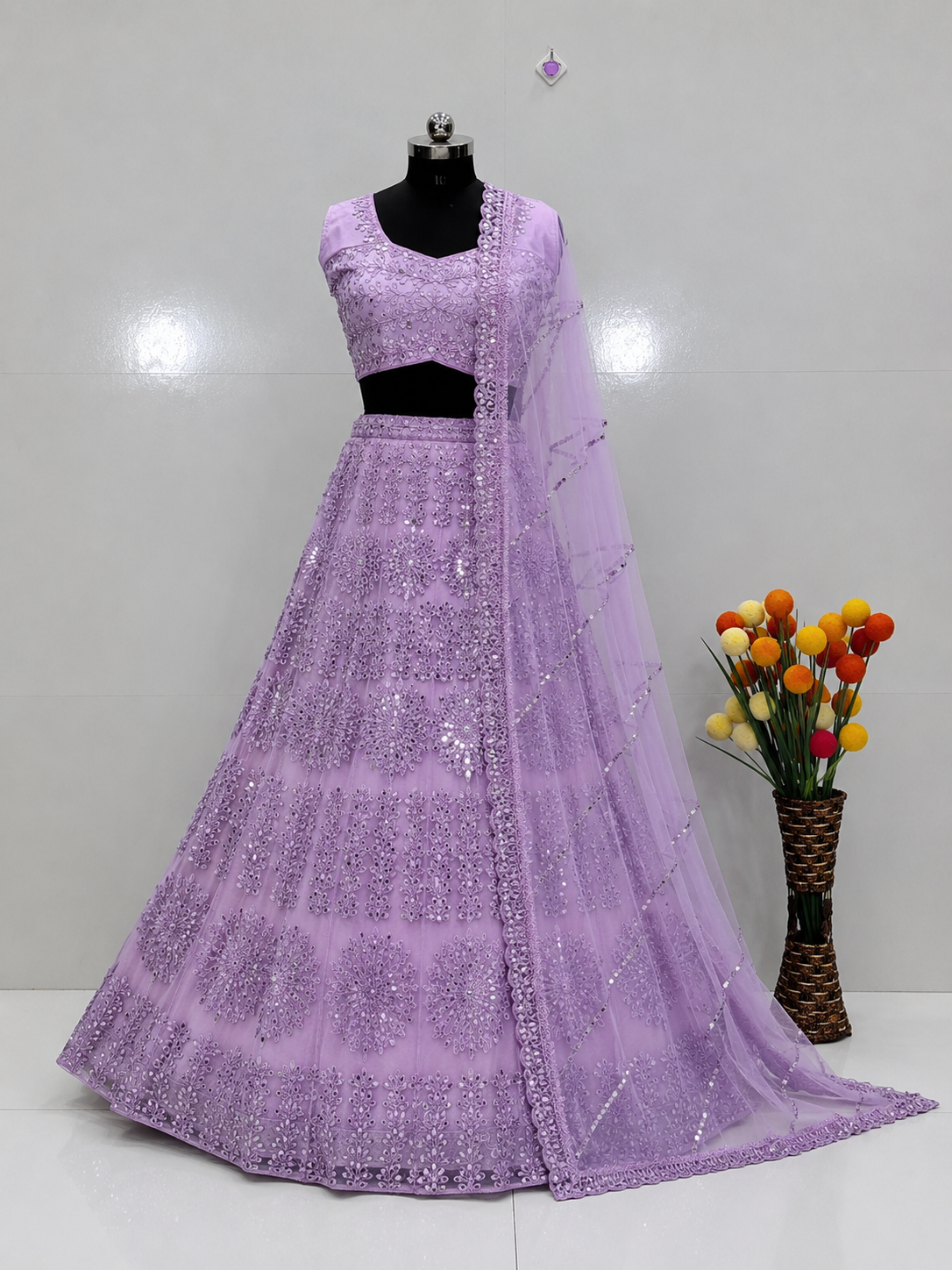 Premium Embroidered Net Lehenga Choli Set with Dupatta | Party & Wedding Wear