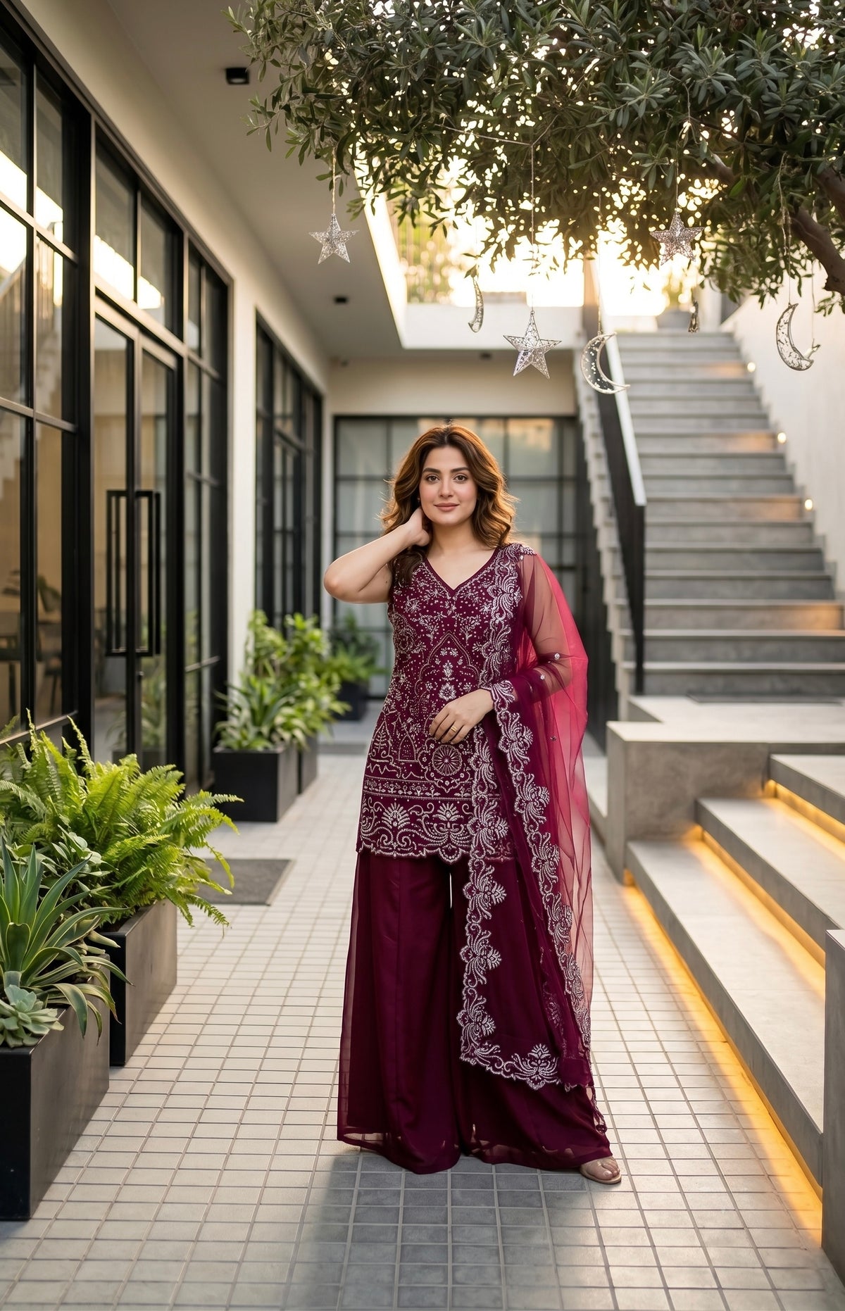 Designer Heavy Embroidered Kurta Palazzo & Dupatta Set for Women