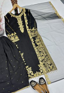 Luxury Brown Embroidered Pakistani Salwar Kameez Suit with Organza Dupatta for Women