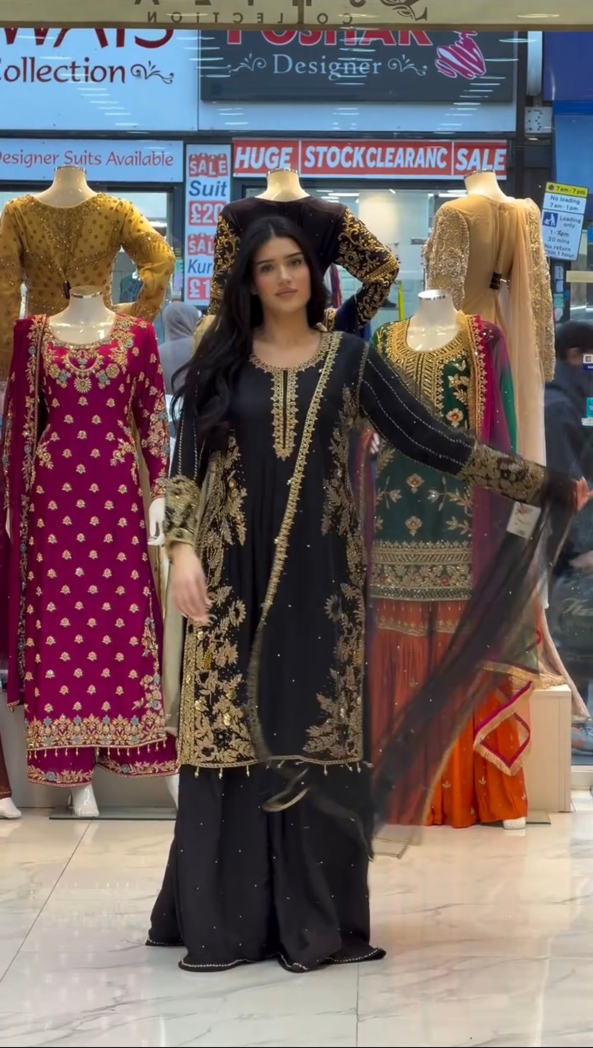 Luxury Brown Embroidered Pakistani Salwar Kameez Suit with Organza Dupatta for Women