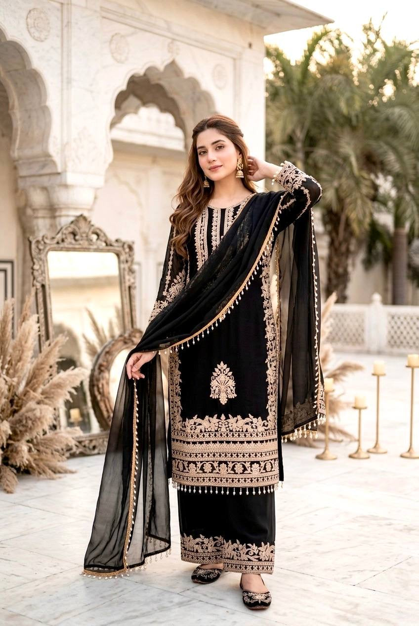 Elegant Embroidered 3 Piece Pakistani Suit – Premium Festive Collection