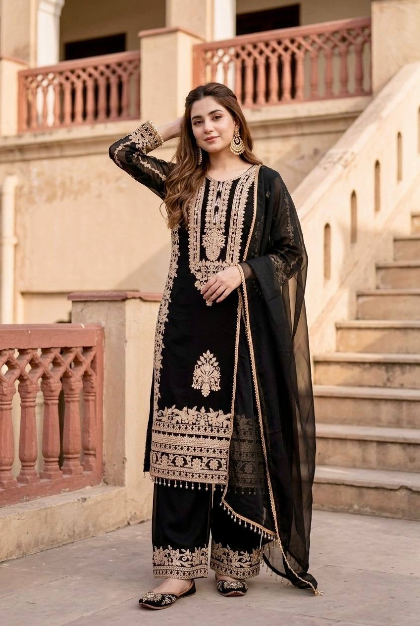 Elegant Embroidered 3 Piece Pakistani Suit – Premium Festive Collection