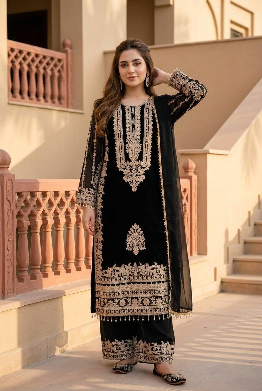 Elegant Embroidered 3 Piece Pakistani Suit – Premium Festive Collection