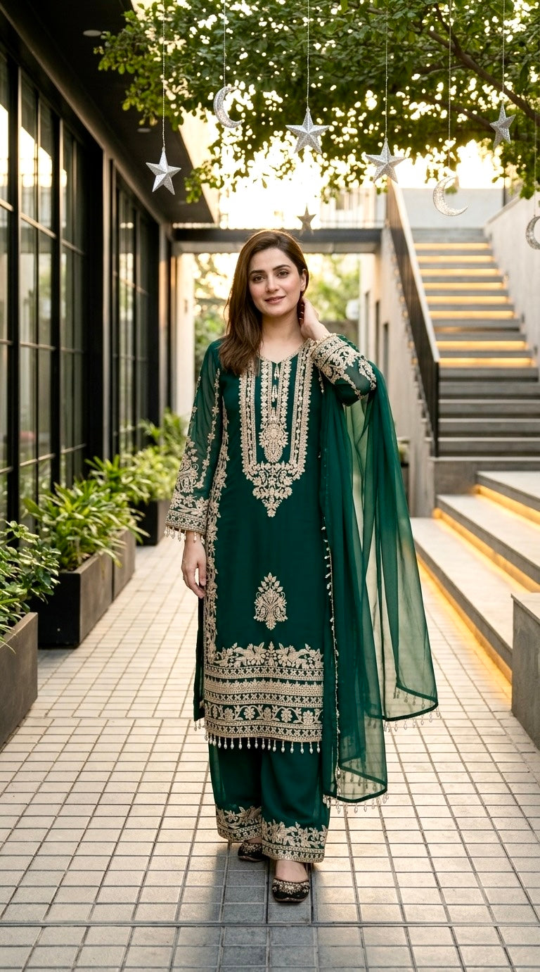 Elegant Embroidered 3 Piece Pakistani Suit – Premium Festive Collection