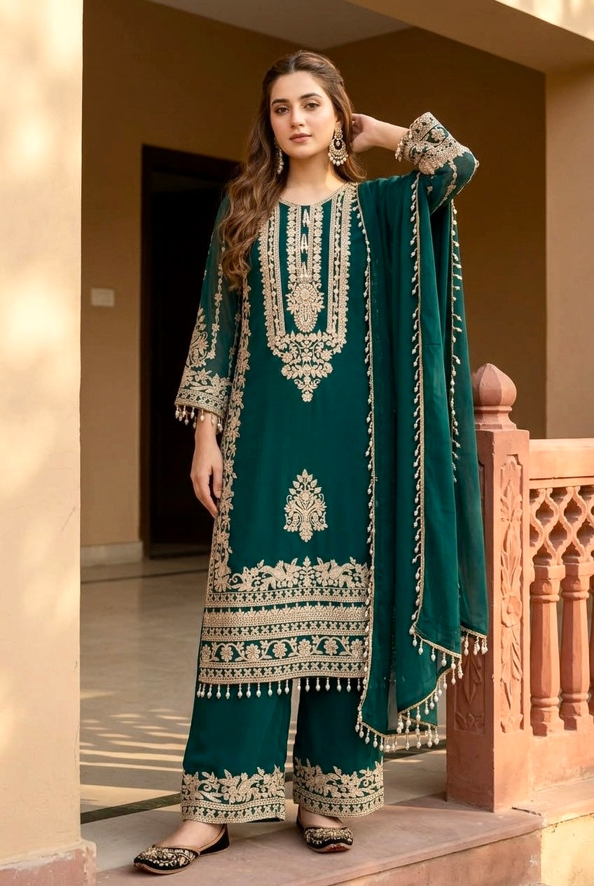 Elegant Embroidered 3 Piece Pakistani Suit – Premium Festive Collection