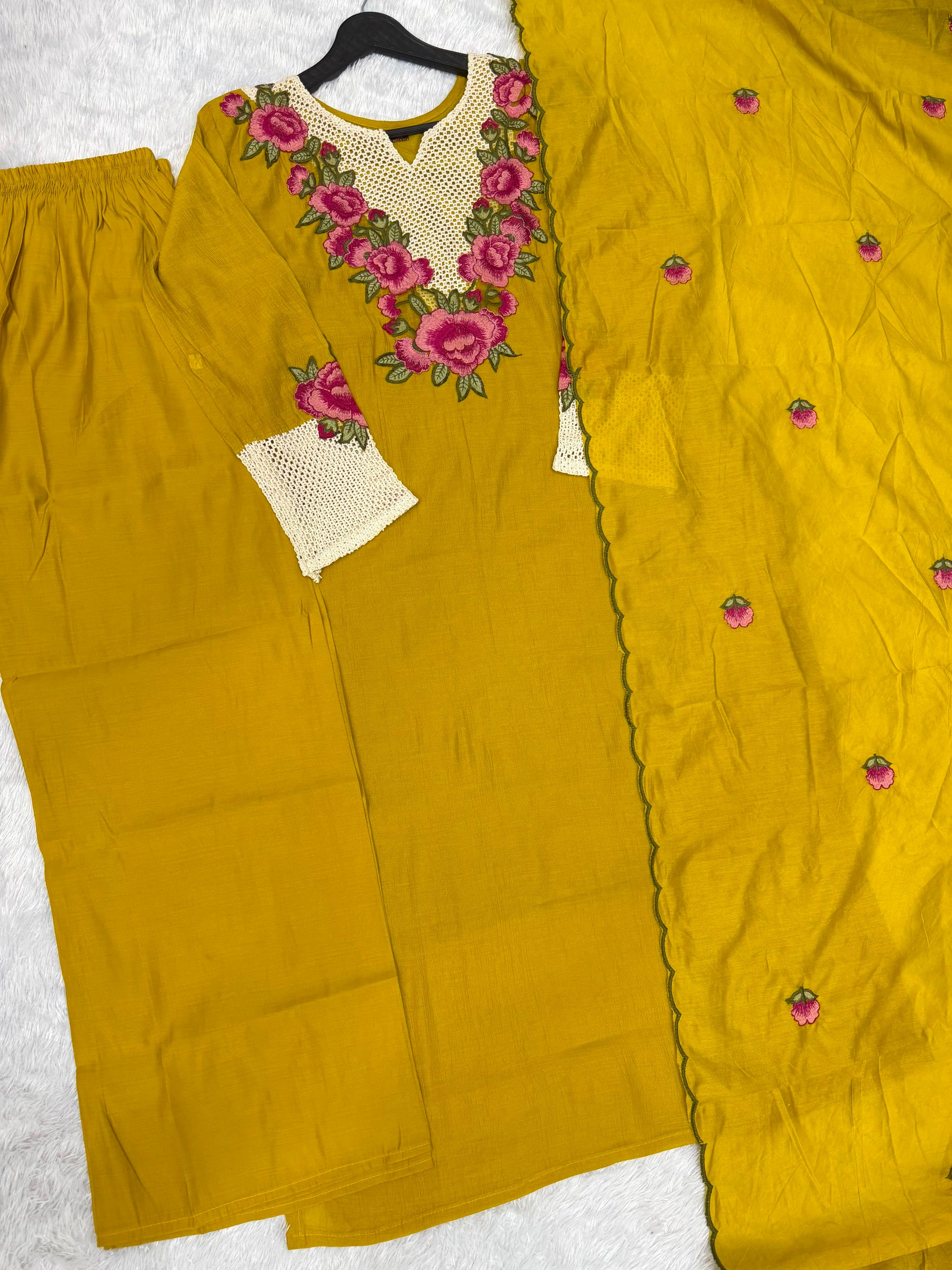 Premium Floral Embroidered 3 Piece Salwar Suit Set for Women