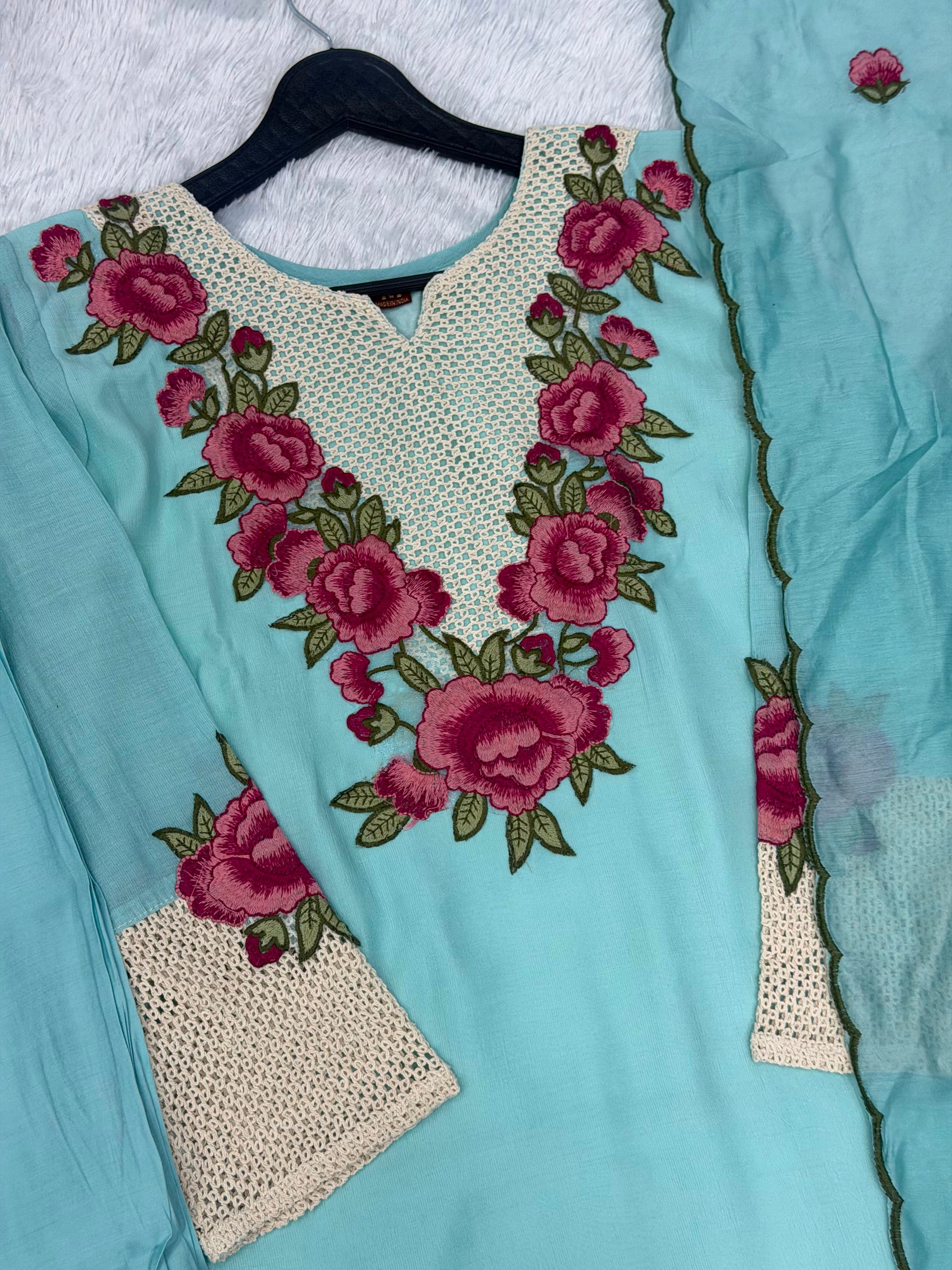 Premium Floral Embroidered 3 Piece Salwar Suit Set for Women