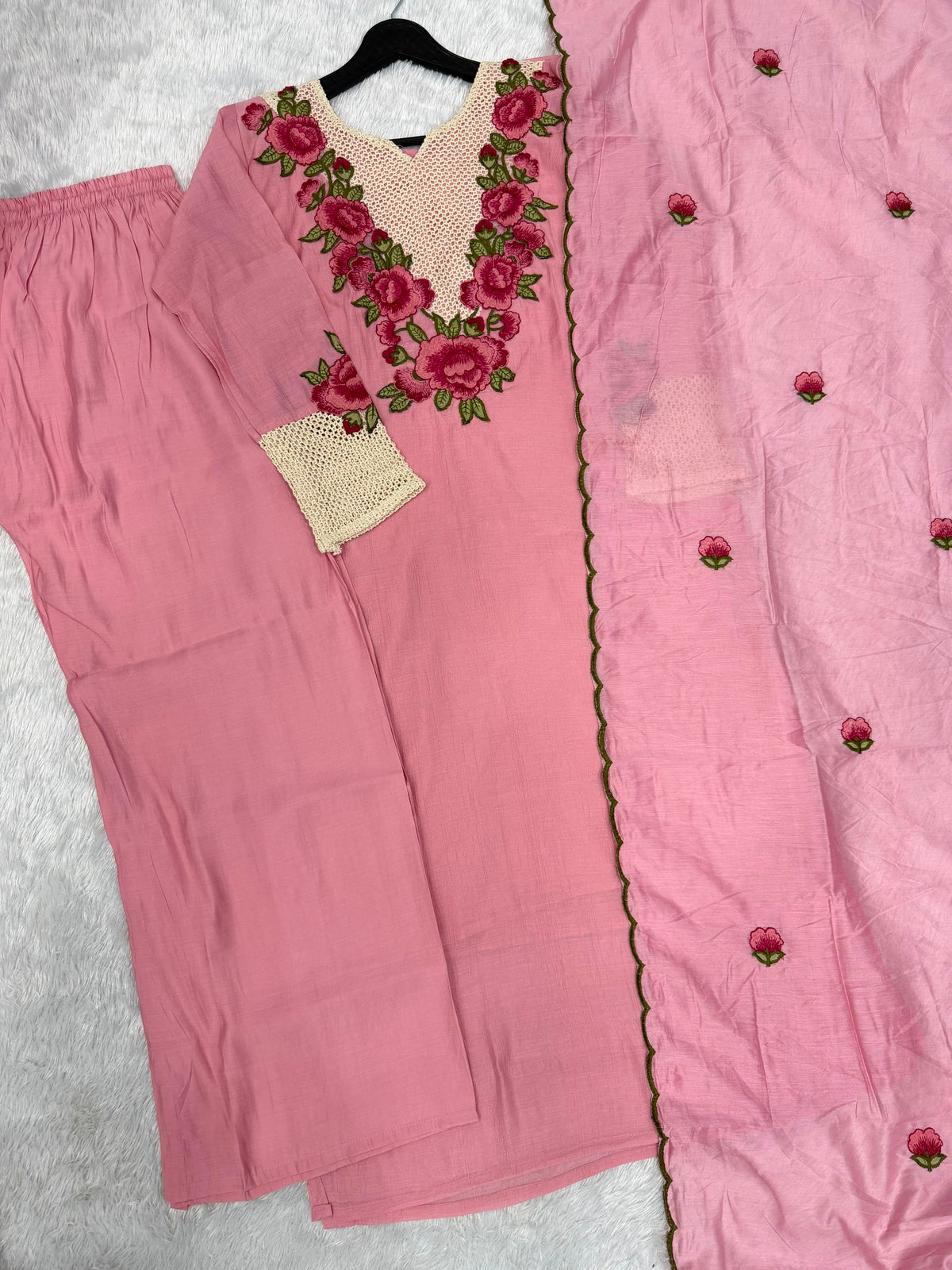 Premium Floral Embroidered 3 Piece Salwar Suit Set for Women