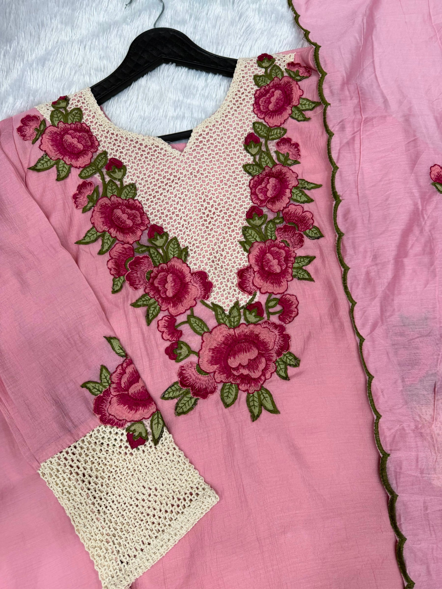 Premium Floral Embroidered 3 Piece Salwar Suit Set for Women